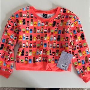 Disney 100 Girls Neon Pink Character Print Sweatshirt Size 5/6 NWT